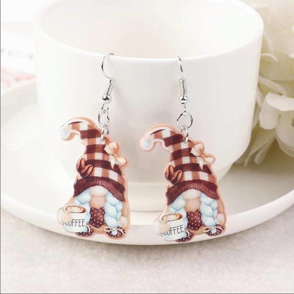 Jewelry - Gnome Acrylic Coffee Drop Earrings